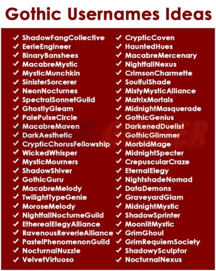 400+ Gothic Usernames Ideas and Suggestions