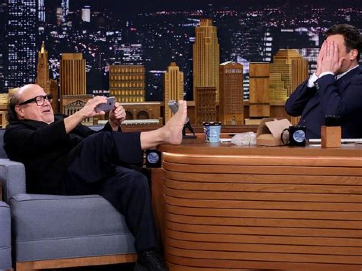 Danny DeVito Jimmy Fallon Poses with 'Troll Foot'