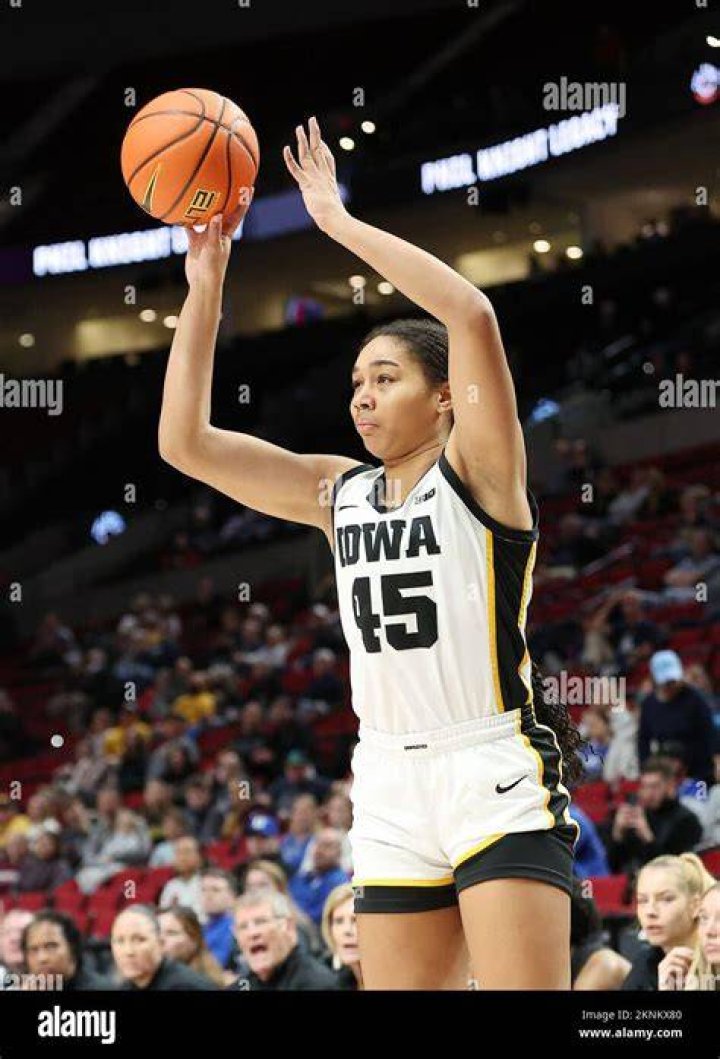Iowa forward Hannah Stuelke (45) plays defense during the second half