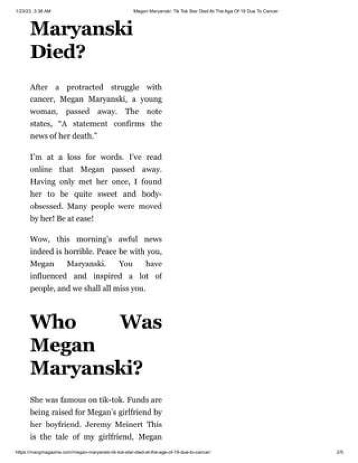Megan Maryanski death Tributes pour in as TikTok Star & Influencer